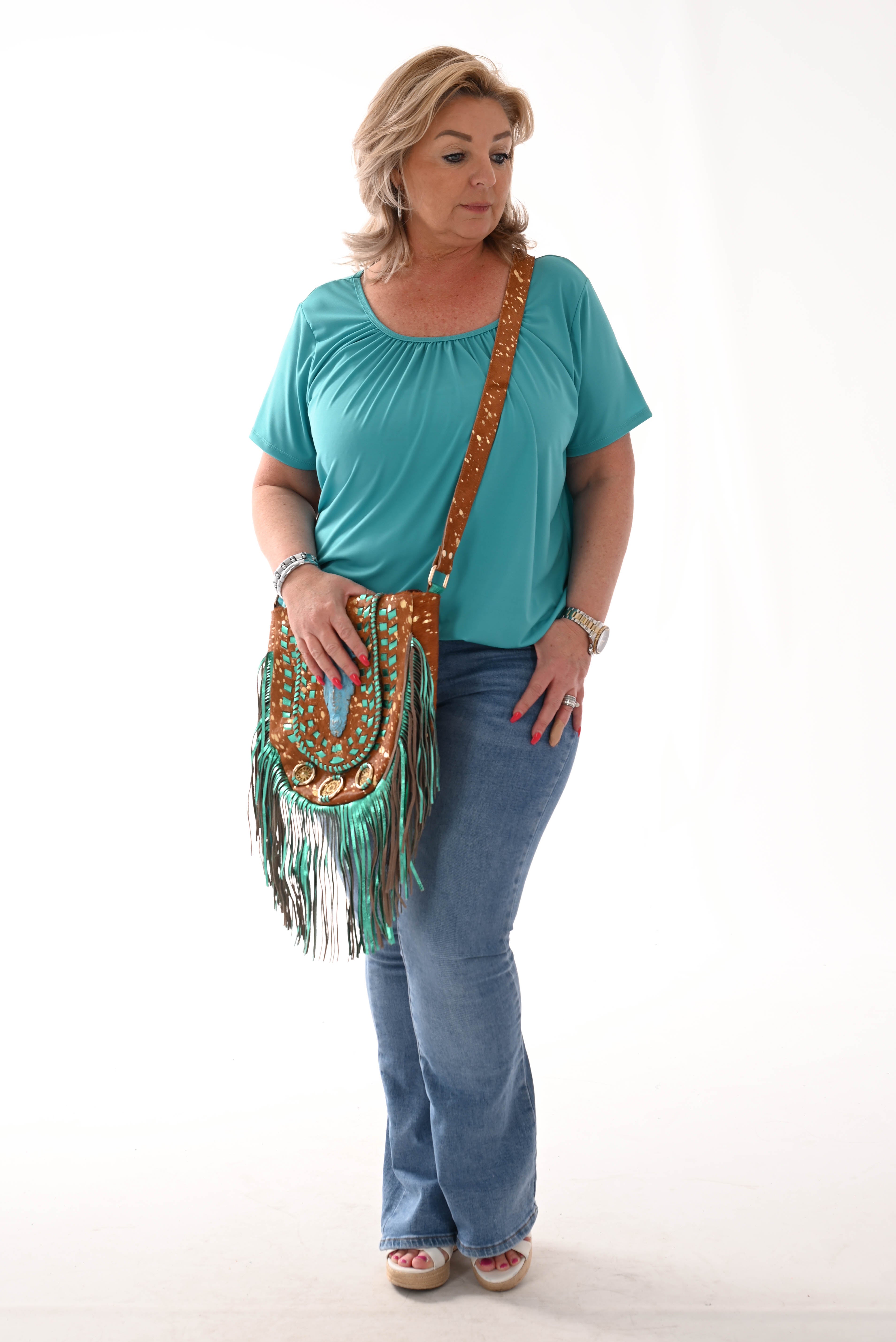 Ballon top uni turquoise