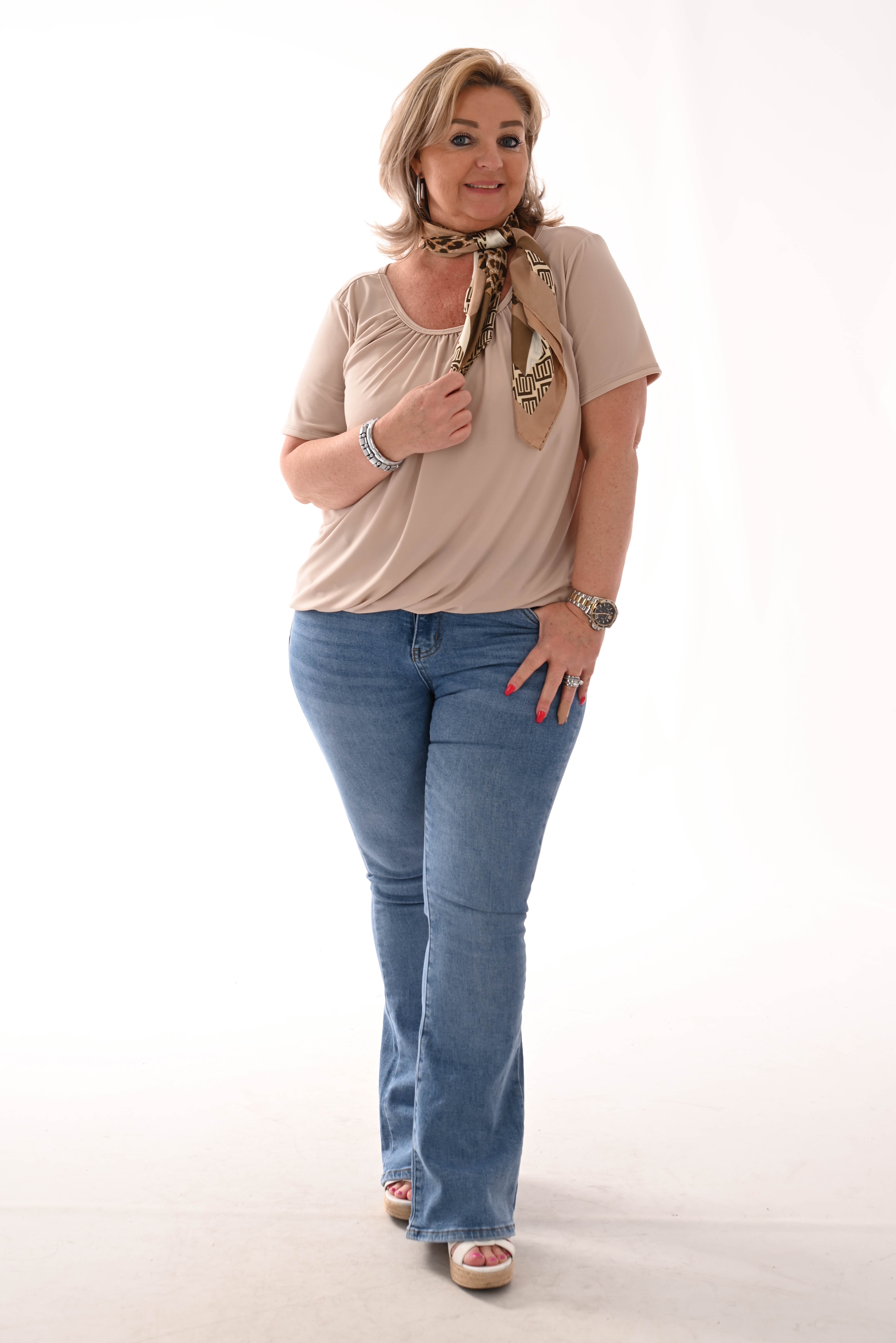 Ballon top uni beige