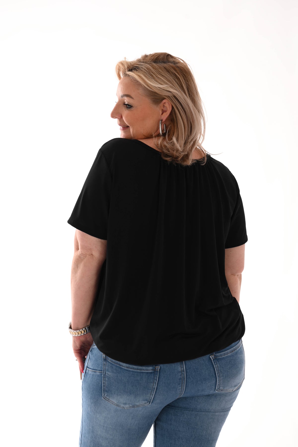 Ballon top uni zwart