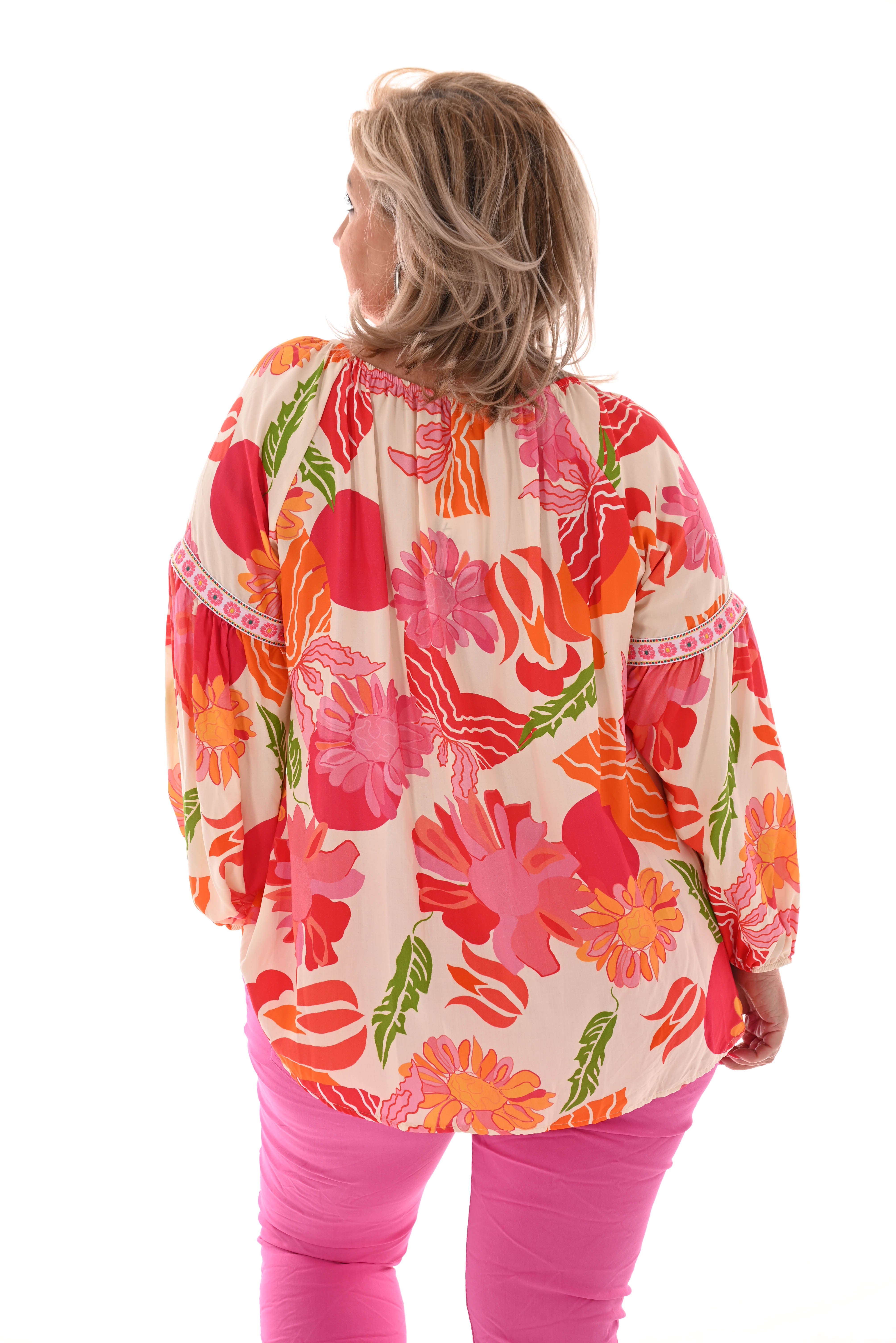 Top bloemen print creme