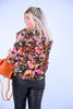 Korte blouse met roezel detail floral multi colour