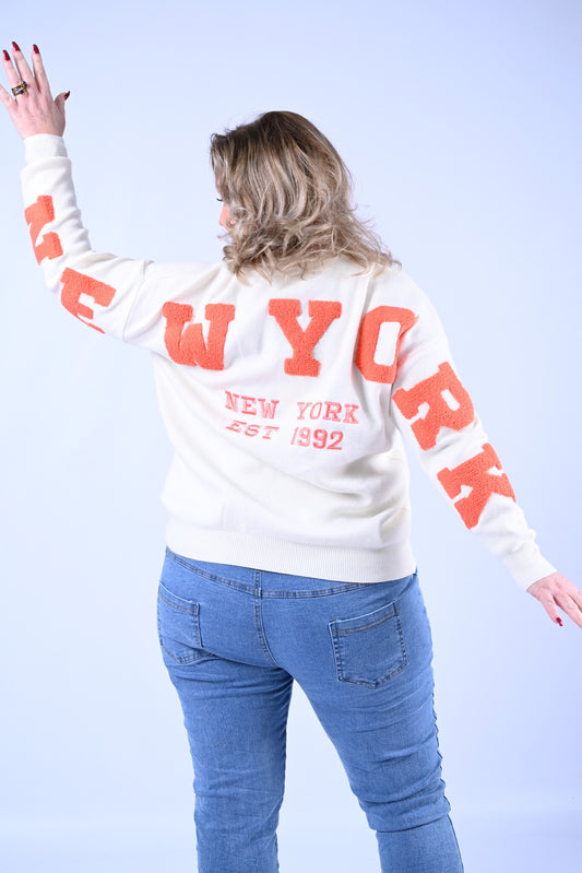Sweater new york  roomwit/oranje