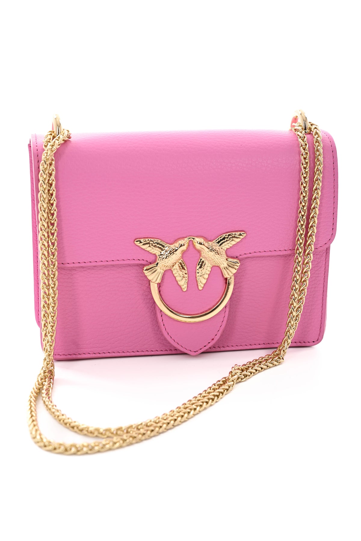 Leren crossbody tas gesp birds roze