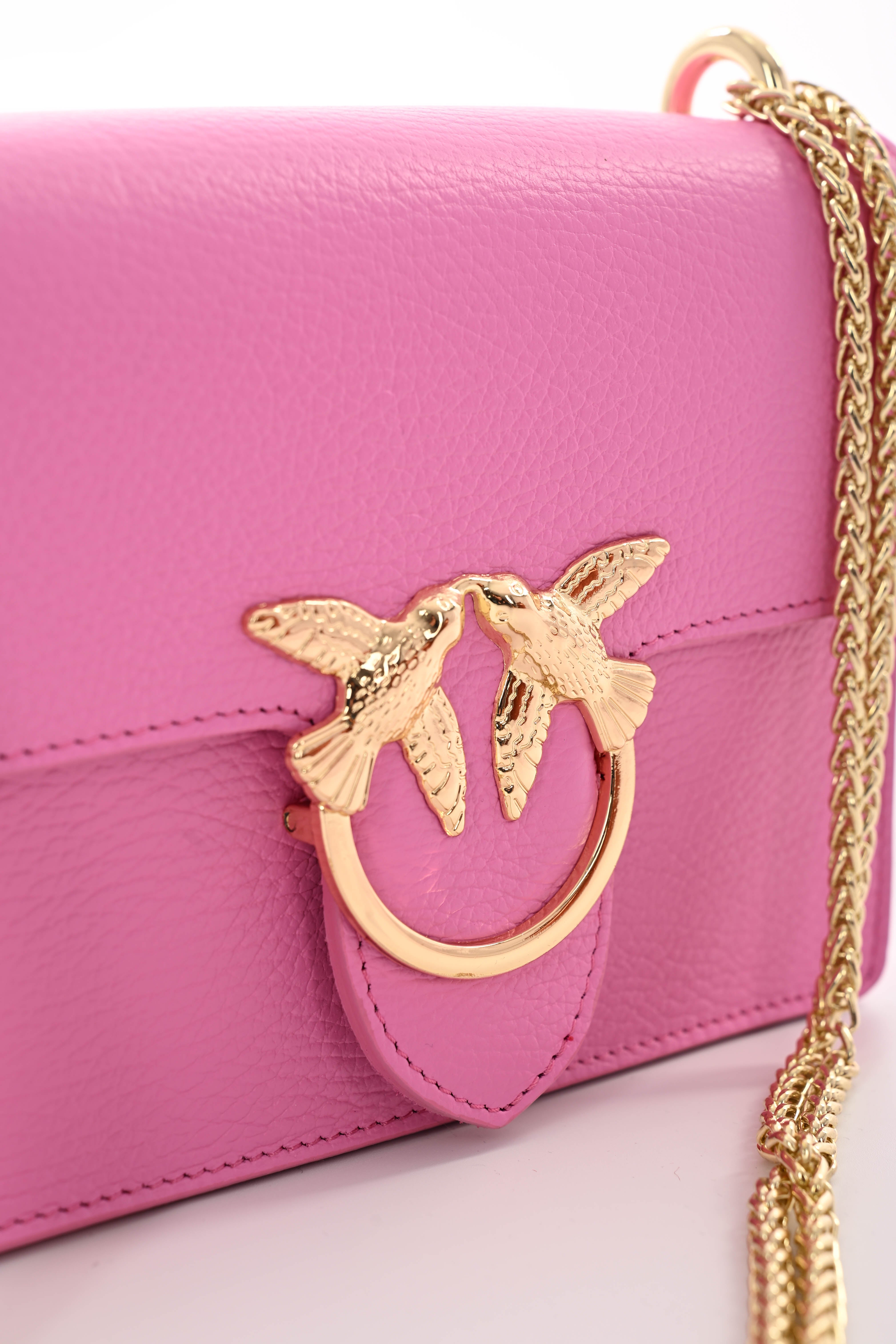 Leren crossbody tas gesp birds roze