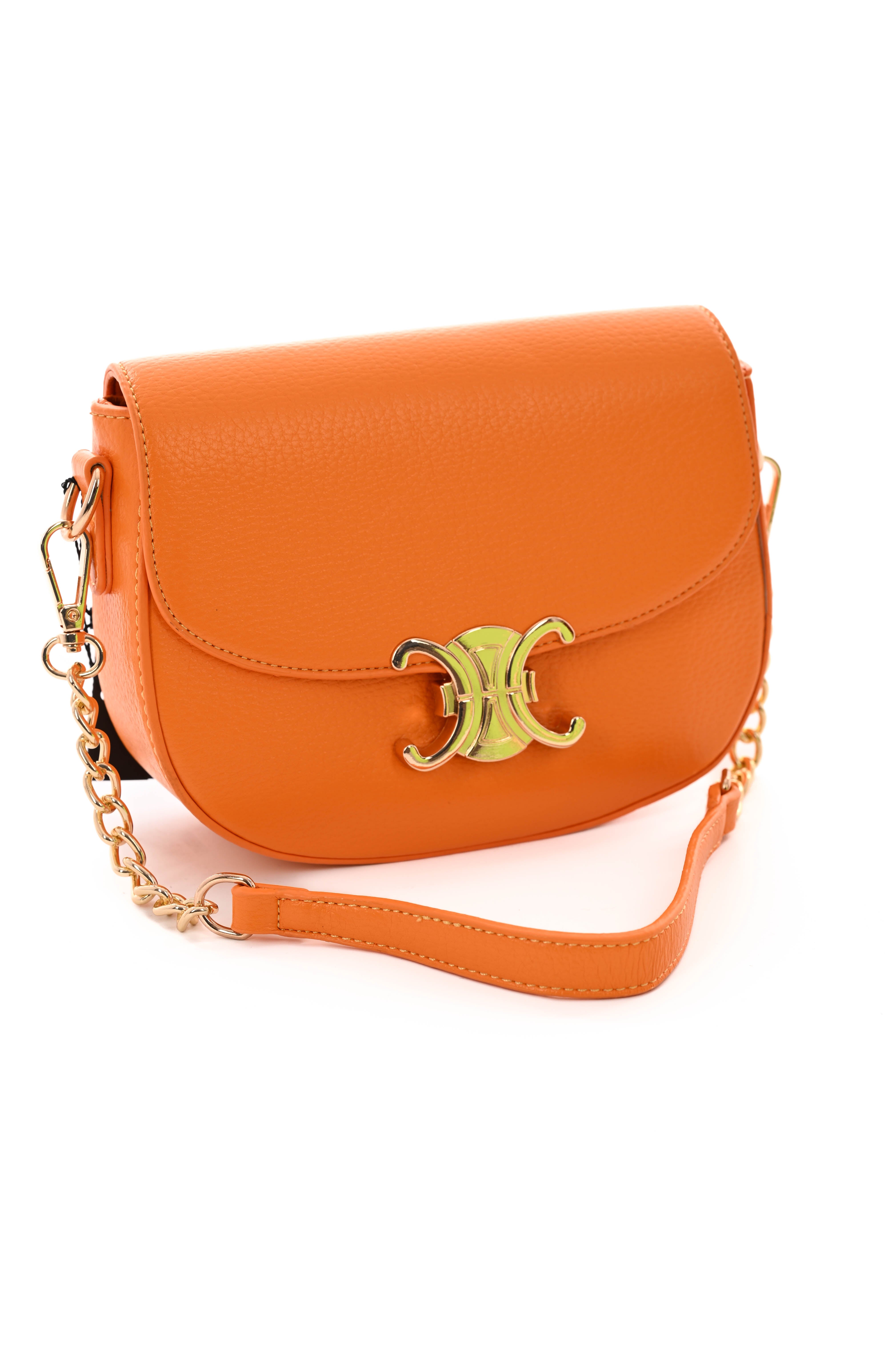 Crossbody tas met C-vormige gesp oranje