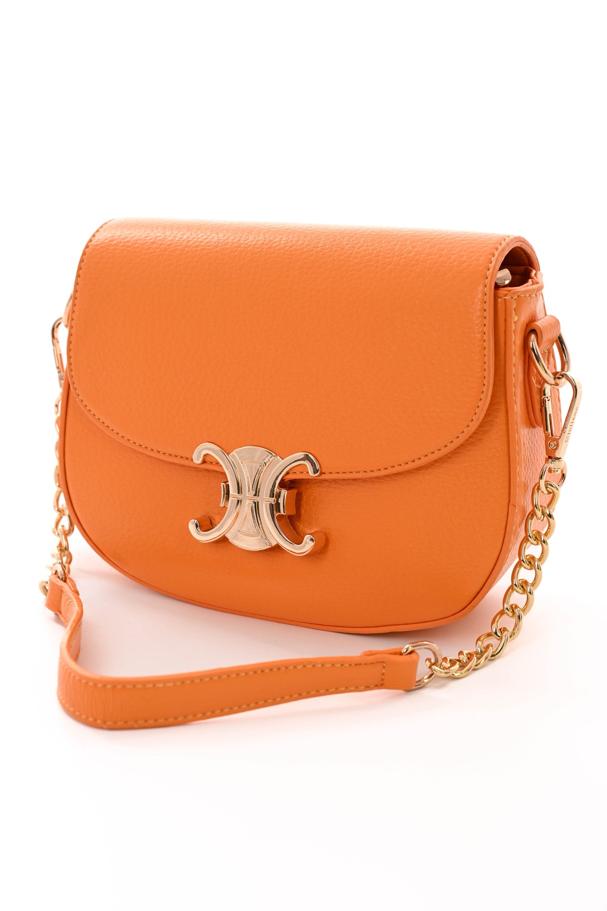 Crossbody tas met C-vormige gesp oranje