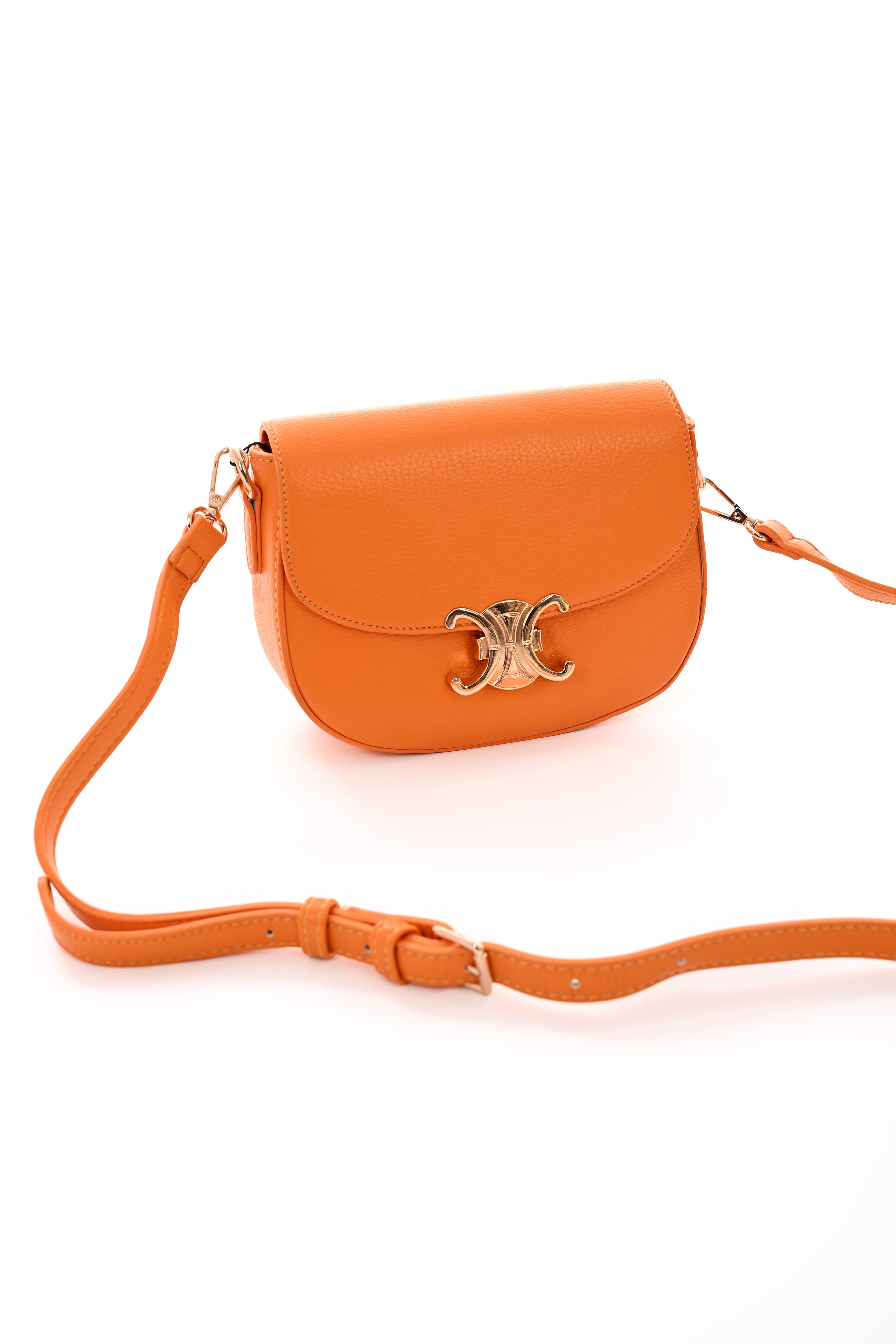 Crossbody tas met C-vormige gesp oranje