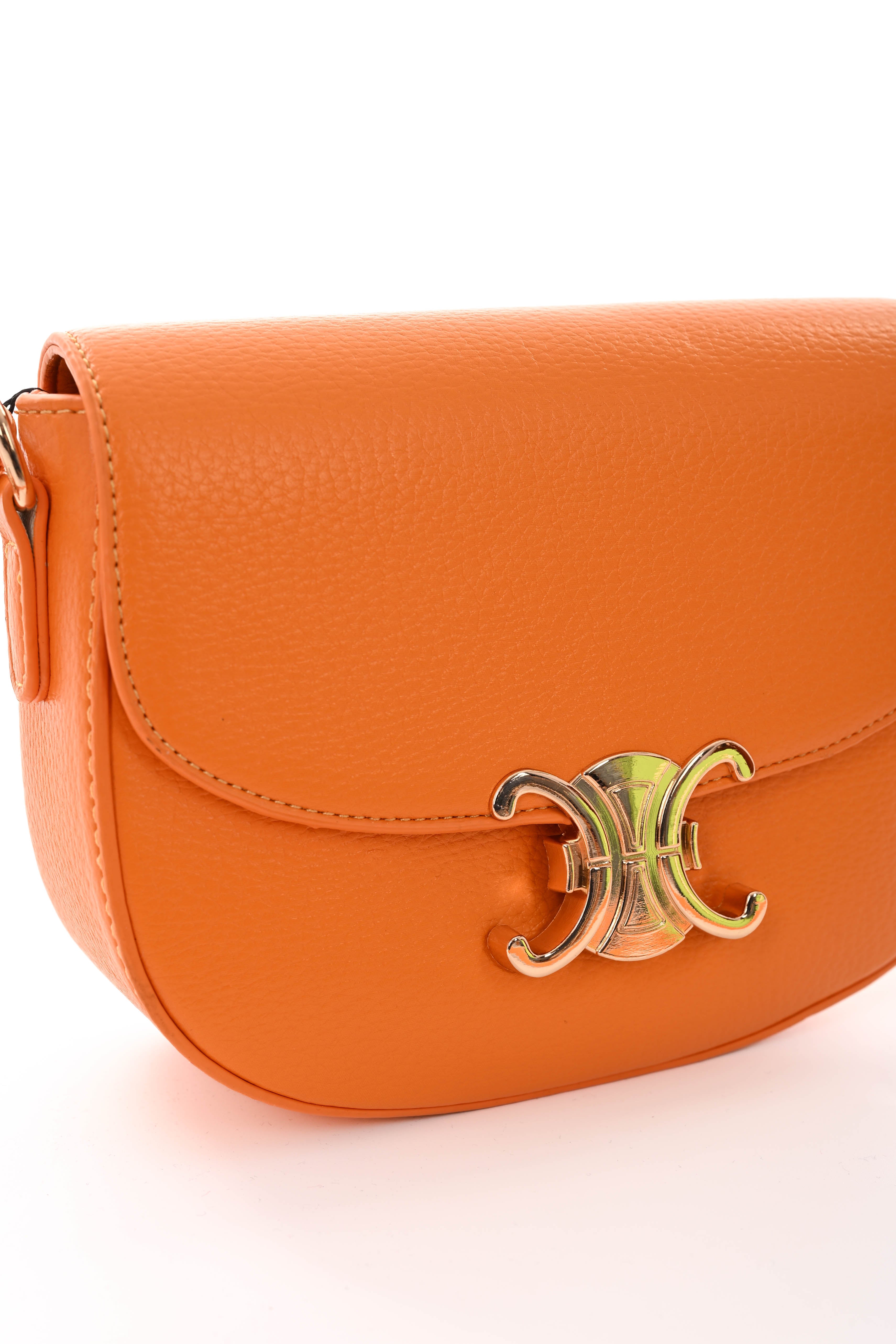 Crossbody tas met C-vormige gesp oranje