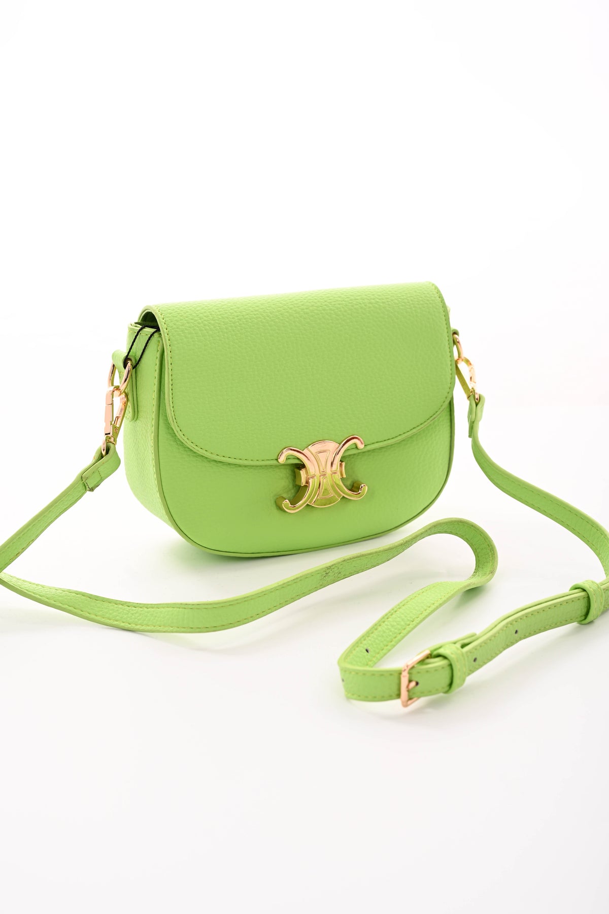 Crossbody tas met C-vormige gesp groen