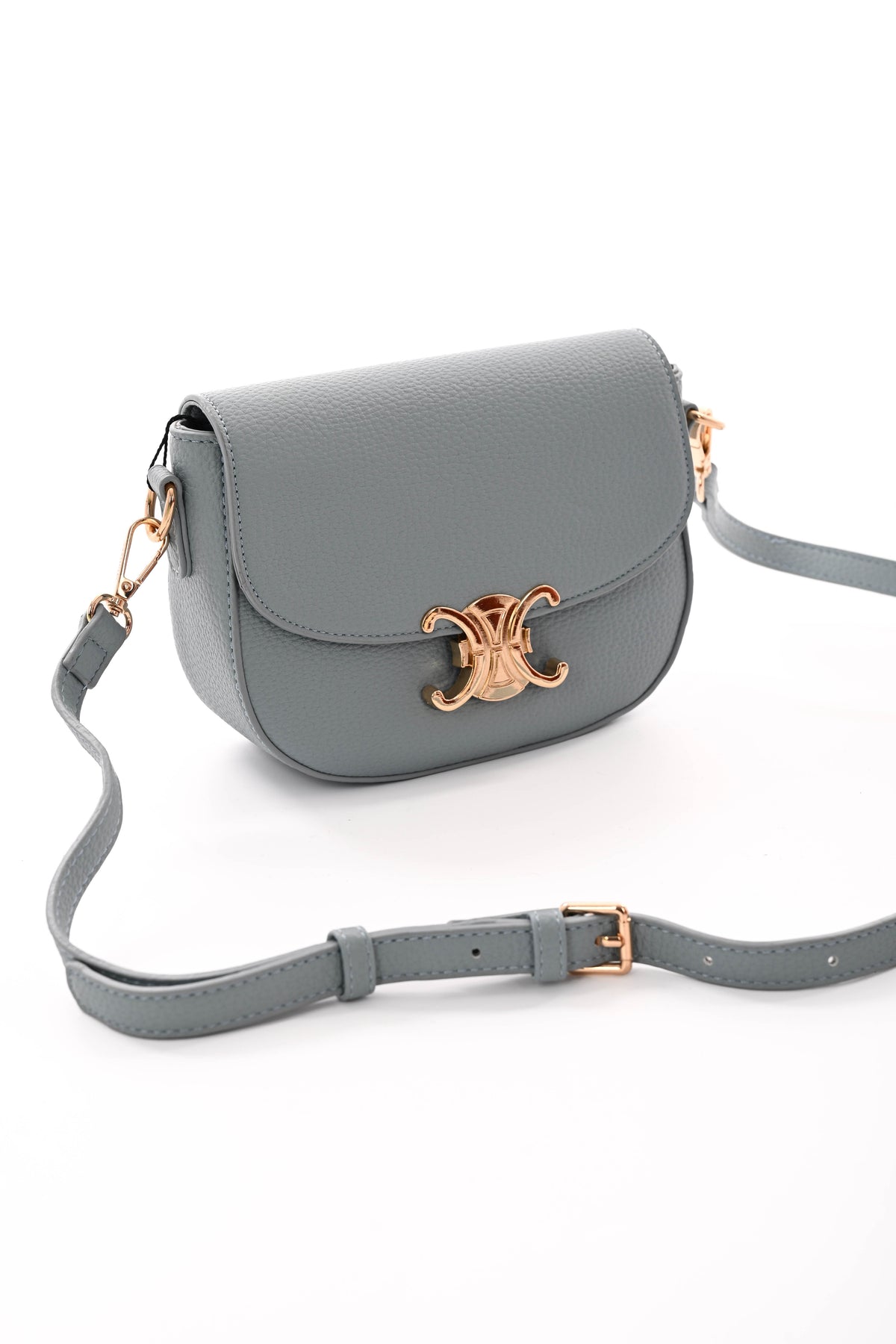 Crossbody tas met C-vormige gesp lichtblauw