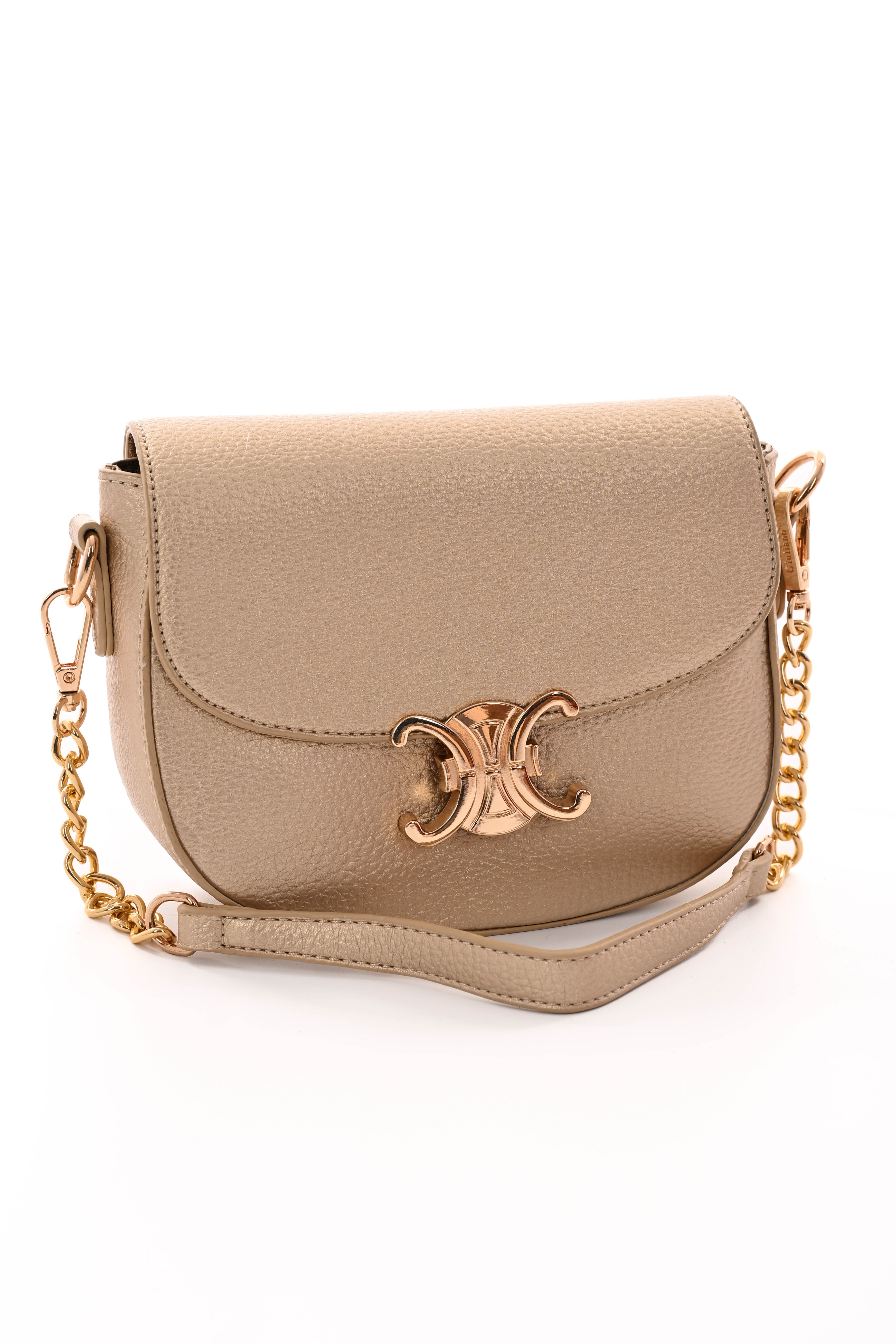 Crossbody tas met C-vormige gesp goud