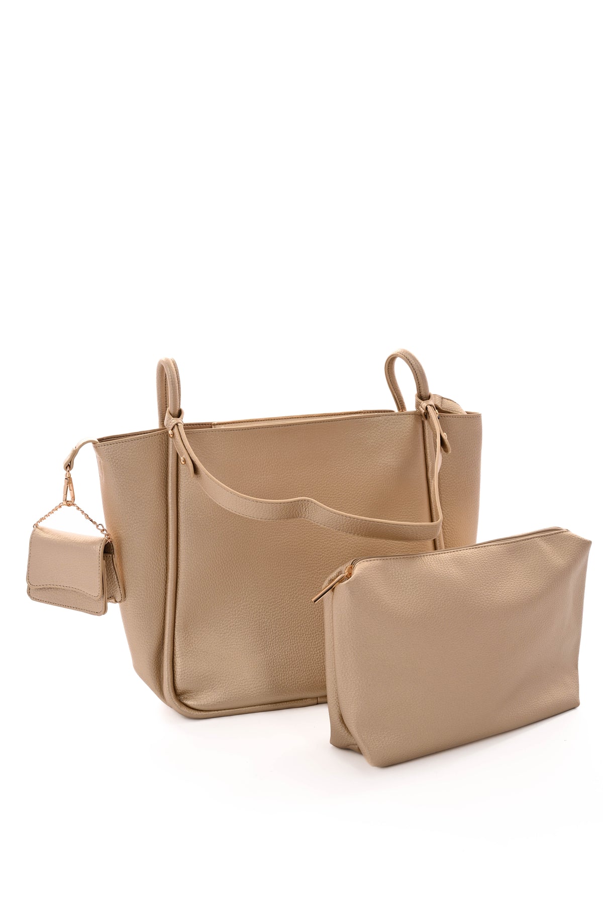 Driedelige shopper schoudertas goud