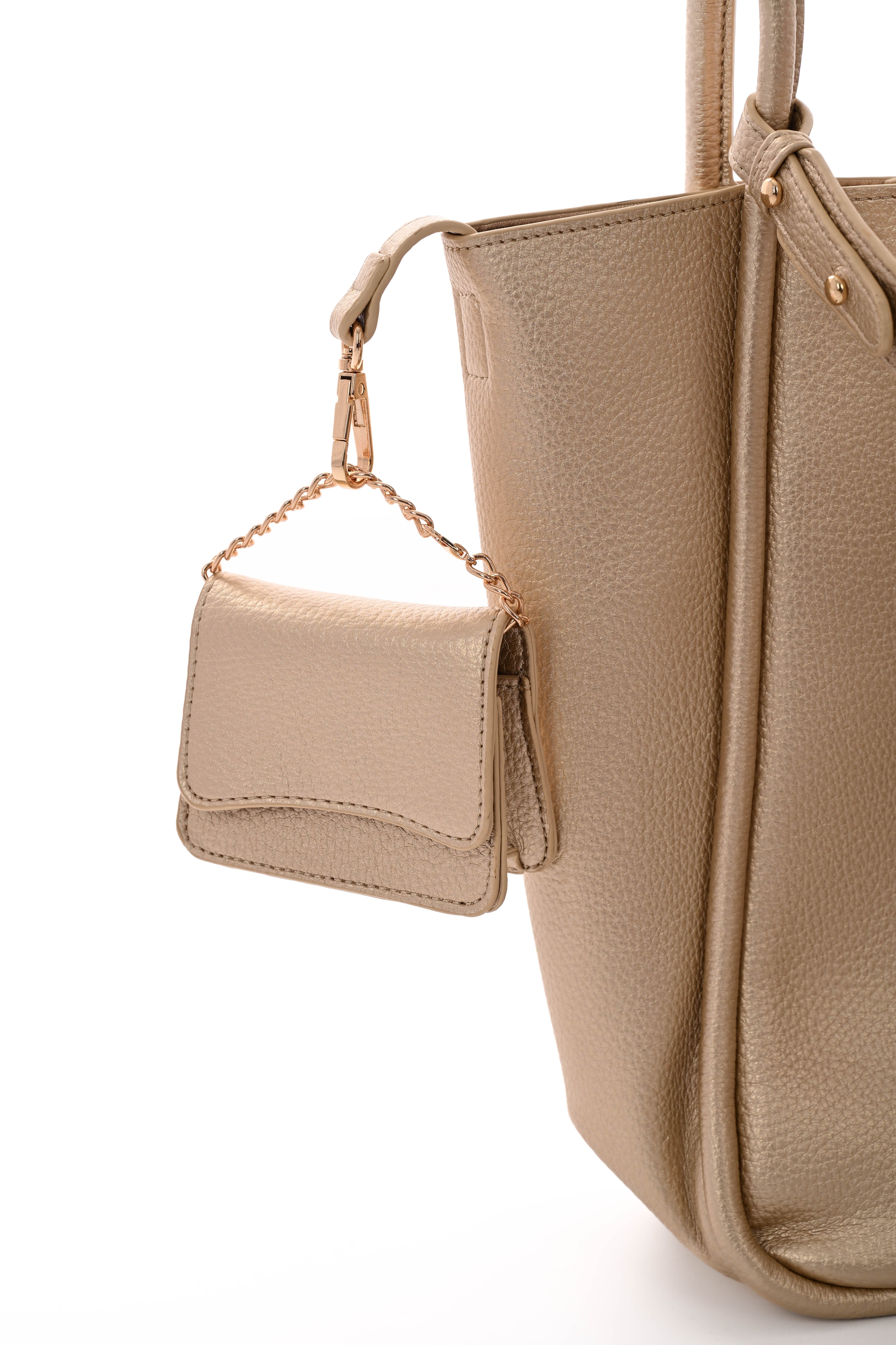 Driedelige shopper schoudertas goud