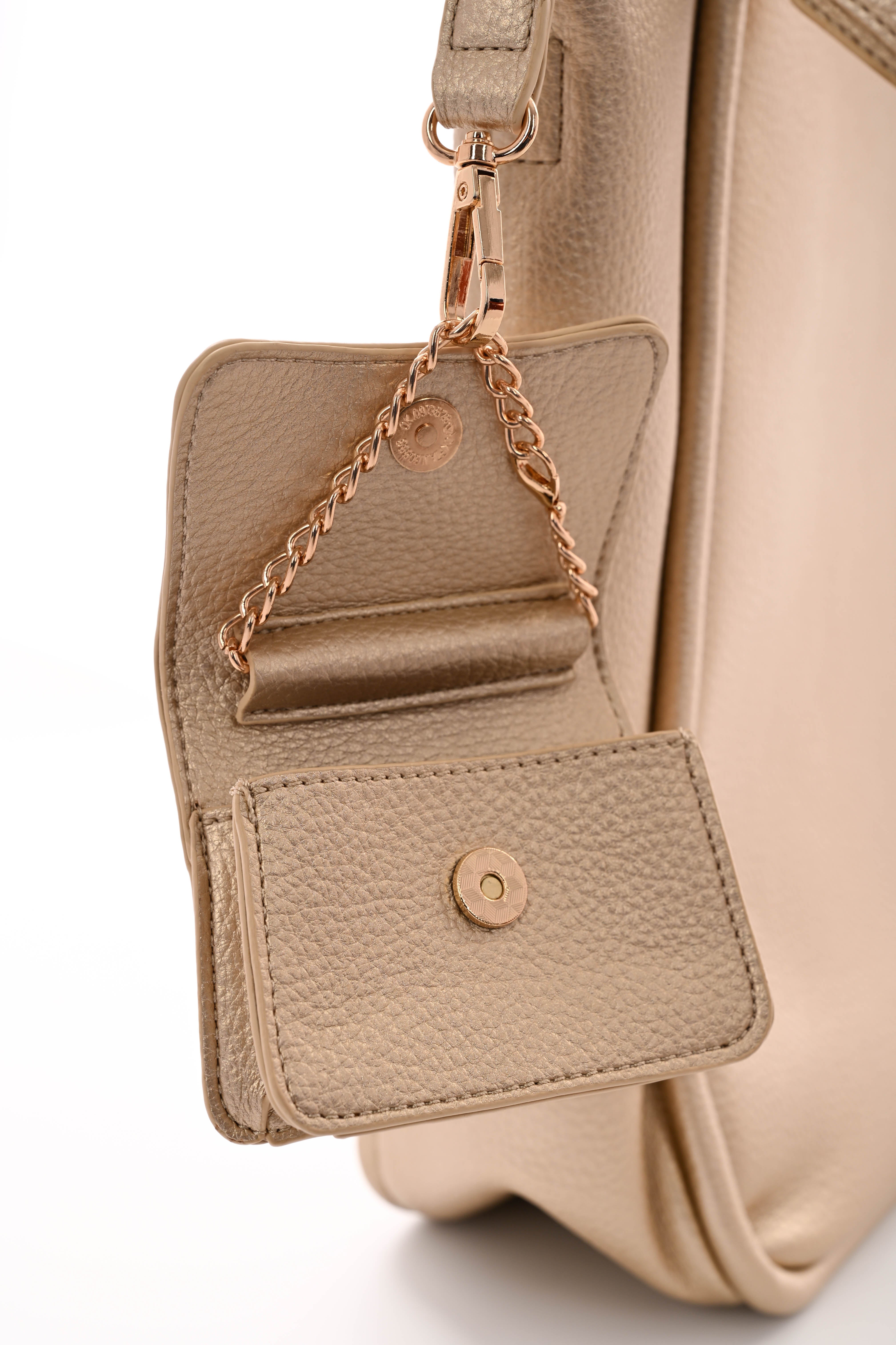 Driedelige shopper schoudertas goud