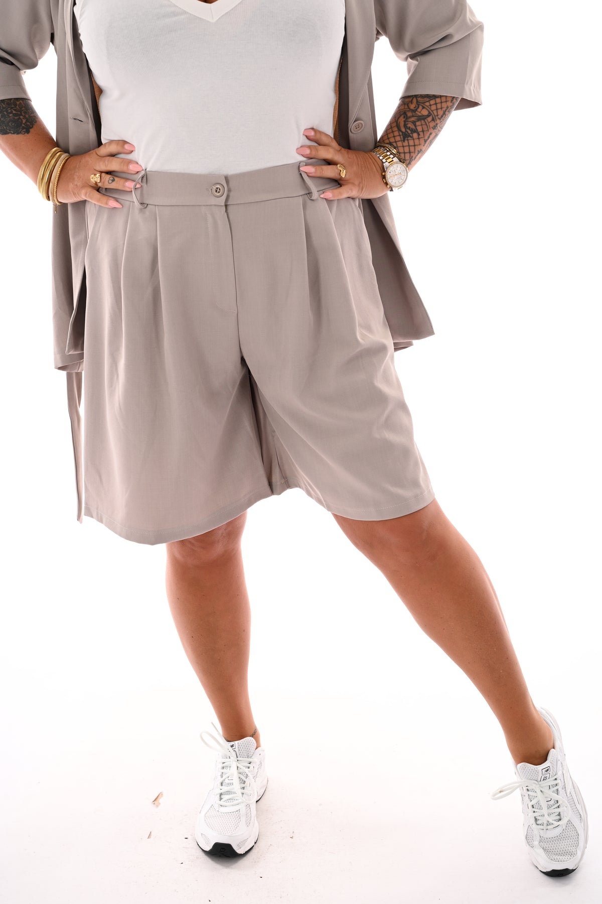 Twinset blazer korte mouwen taupe