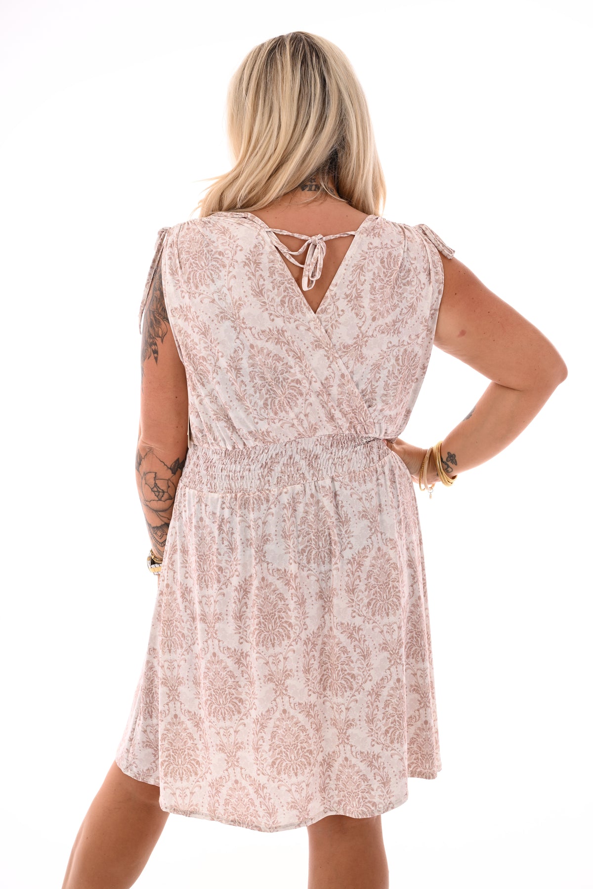 Korte jurk magic print paisley beige