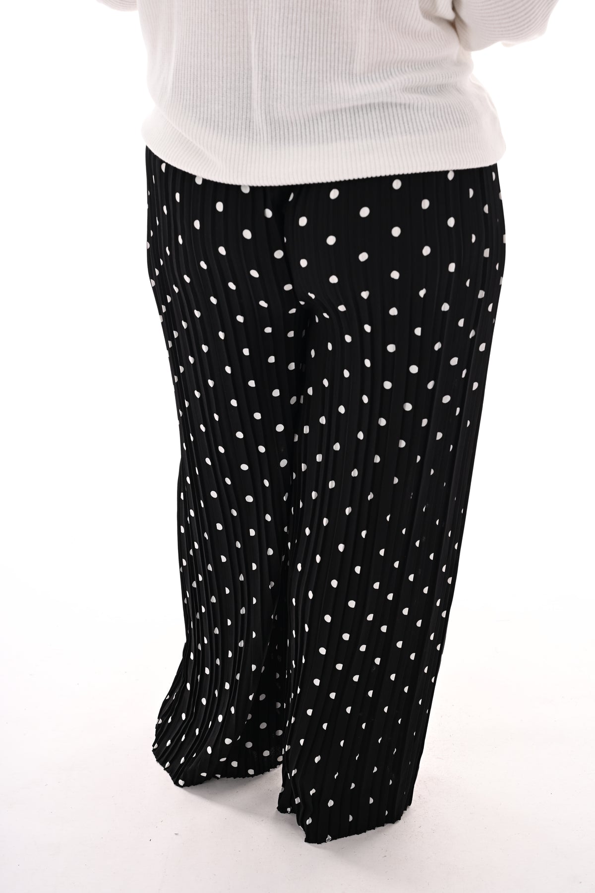 Dots plisse broek zwart