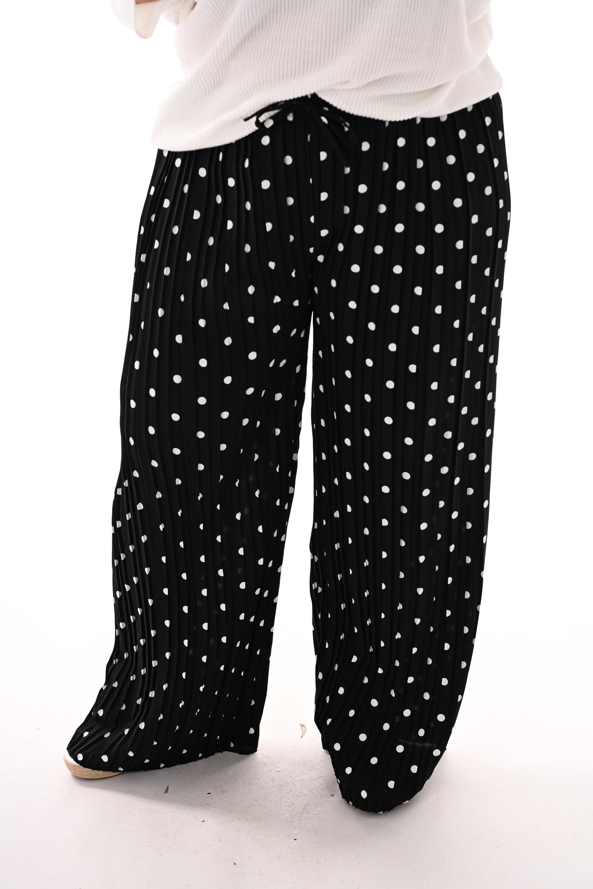 Dots plisse broek zwart