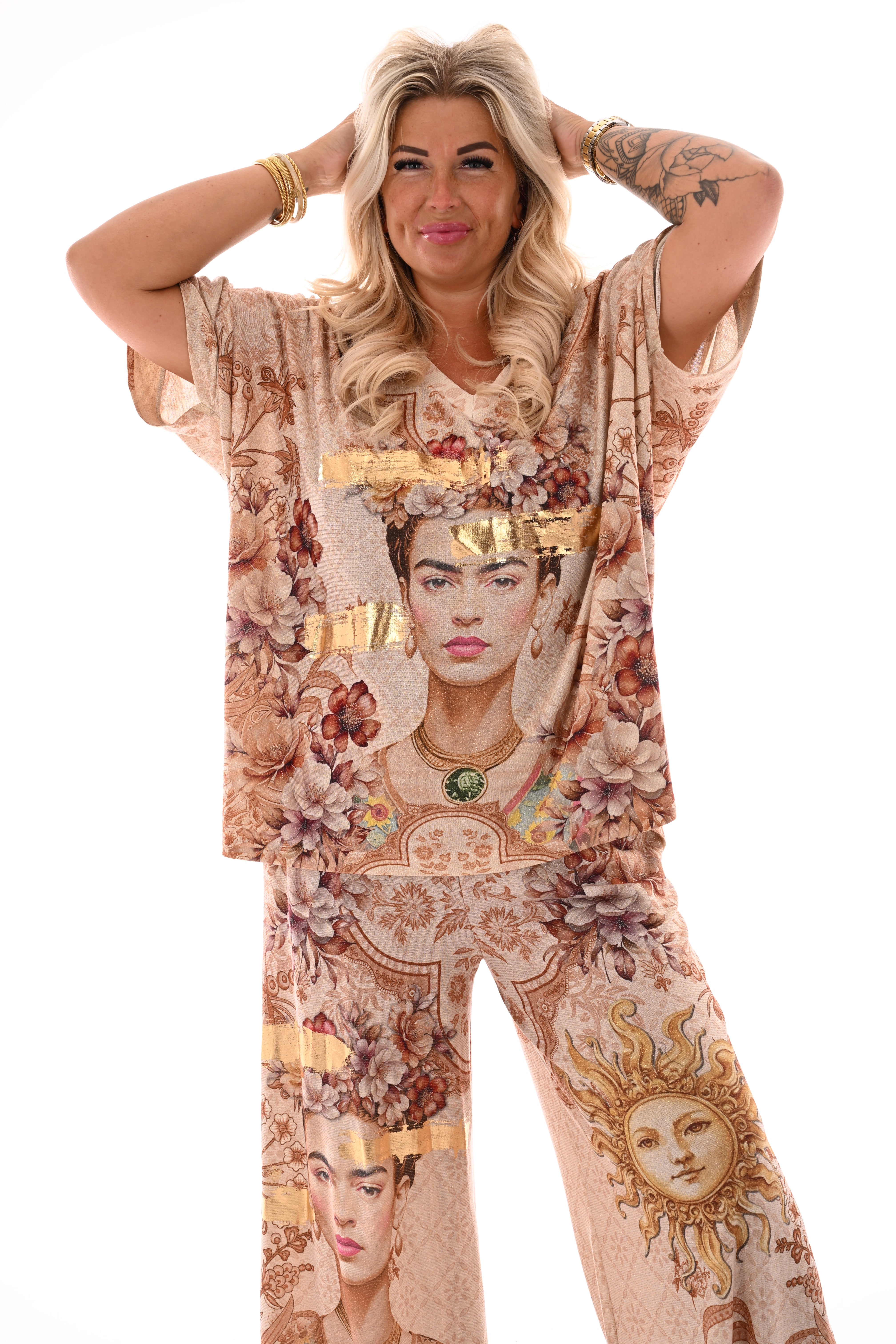 Tweedelig set tropical beige