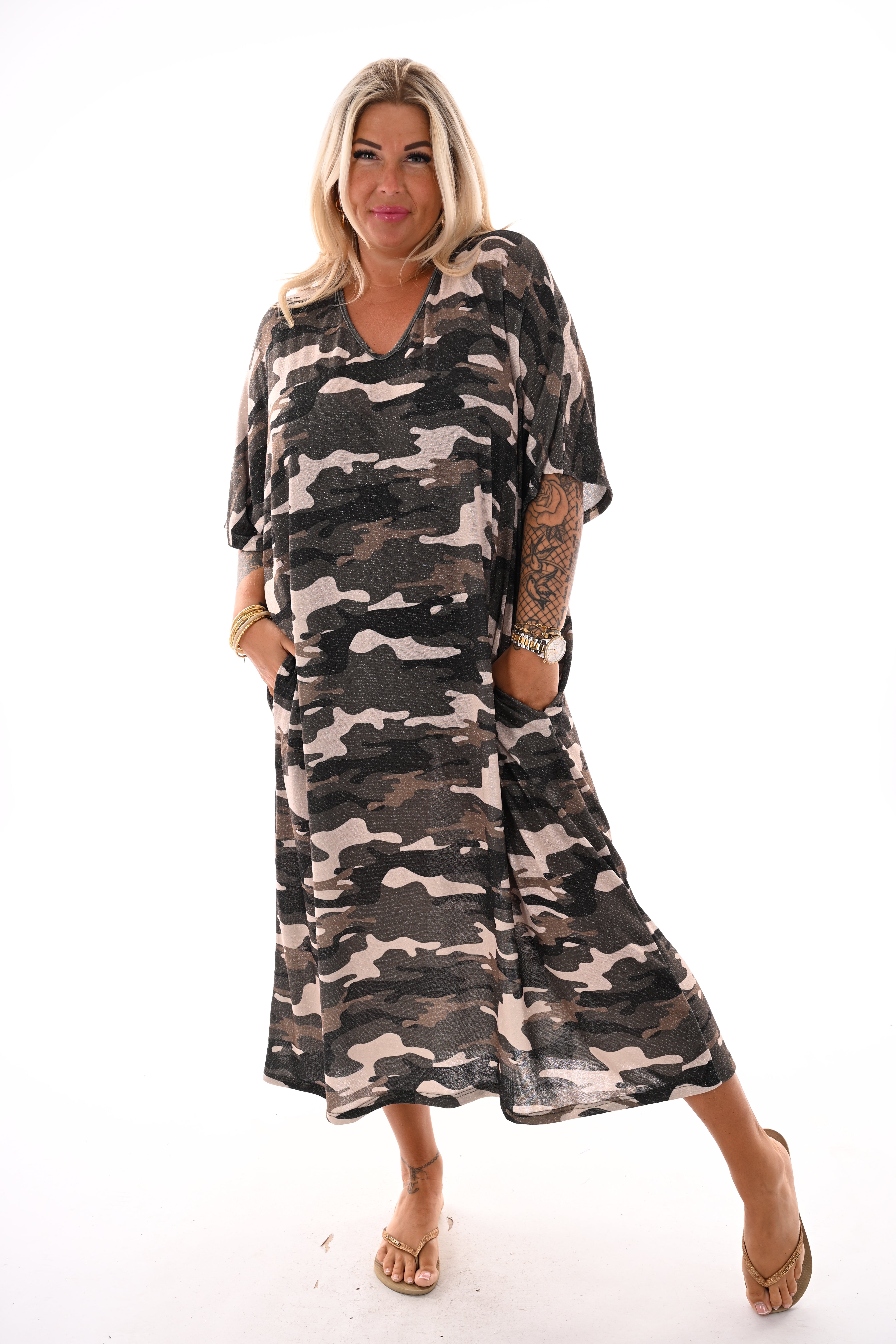 Jurk army met strik op de rug legergroen