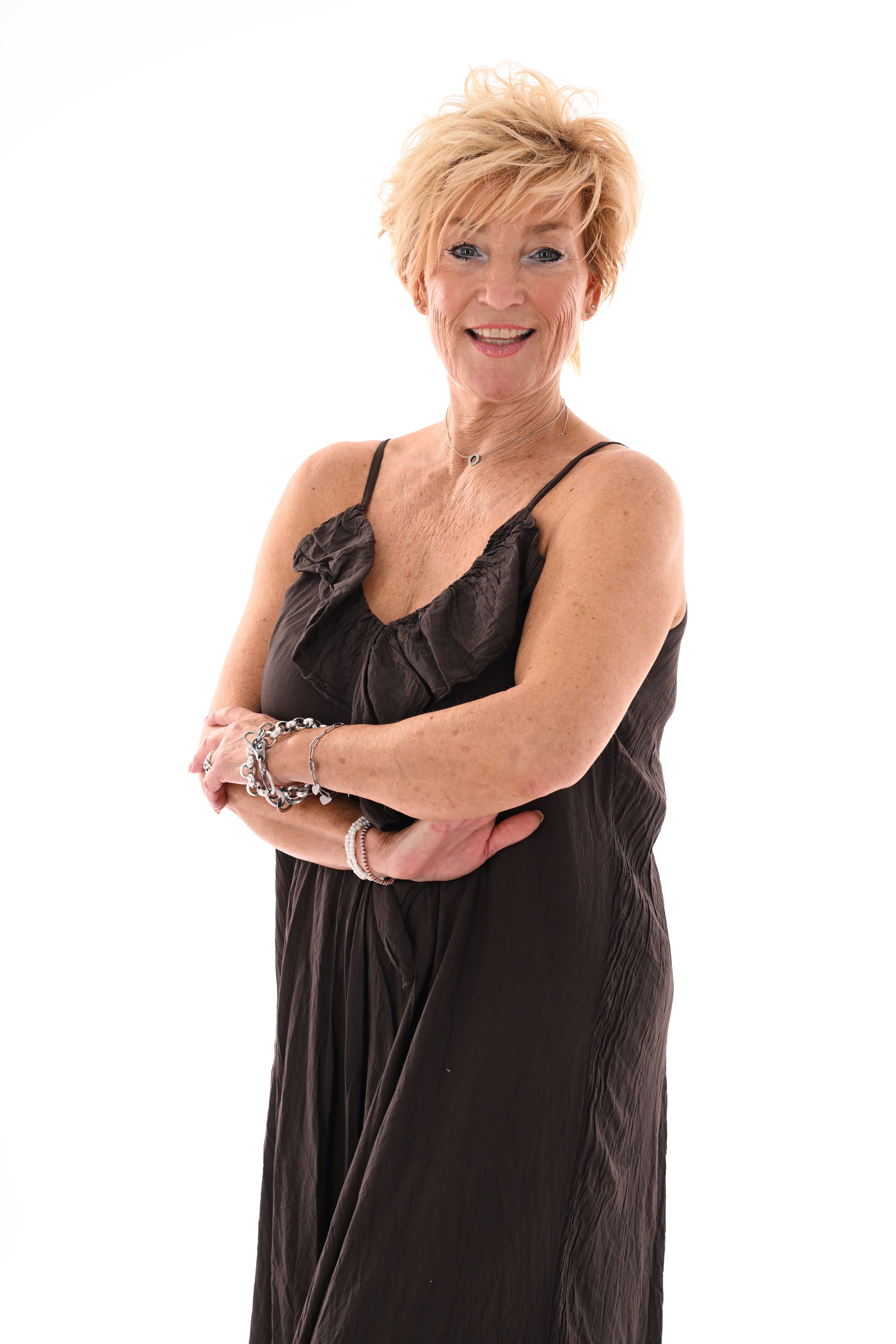 Maxi jurk roezels donkerbruin