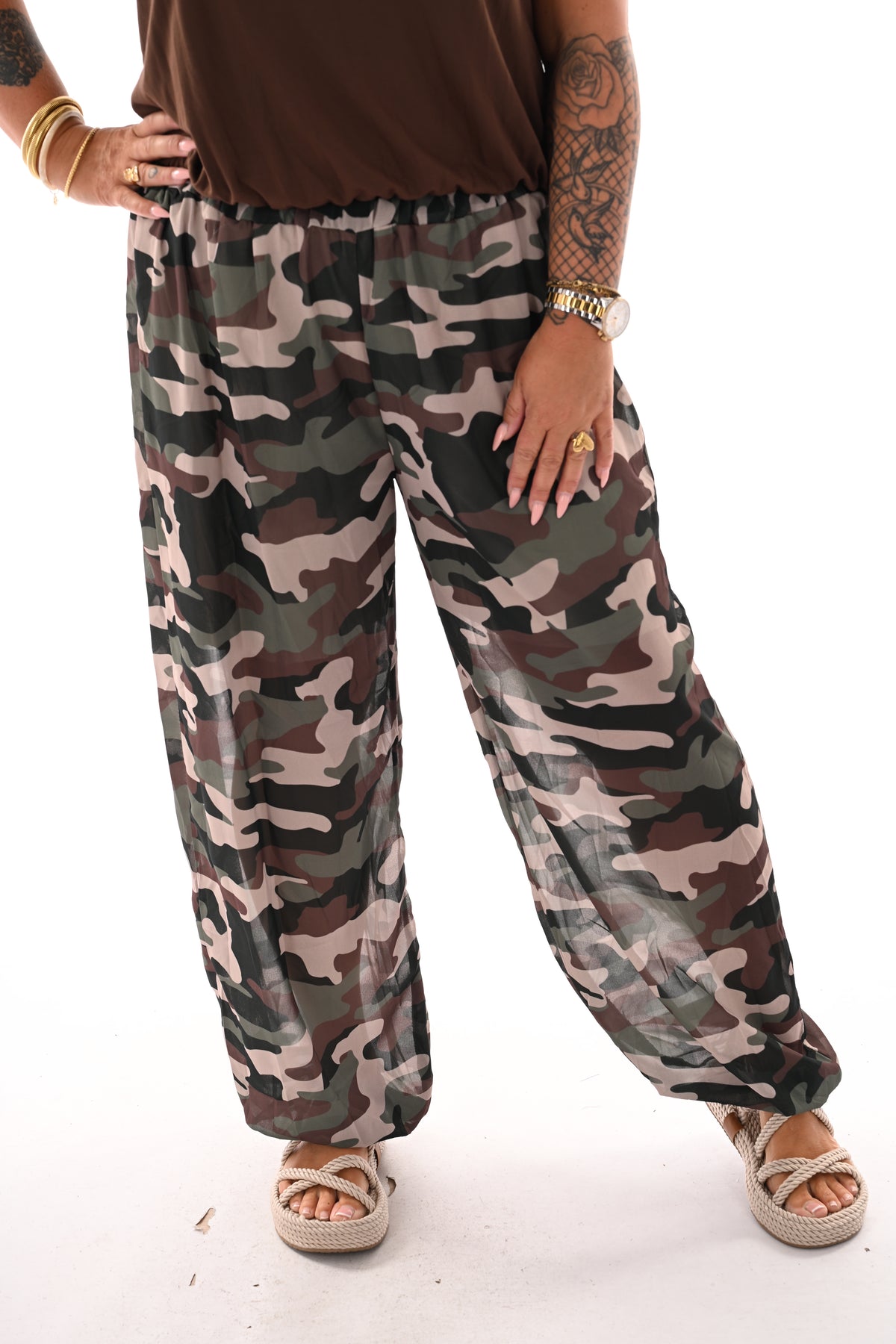 Ballon broek print army legergroen