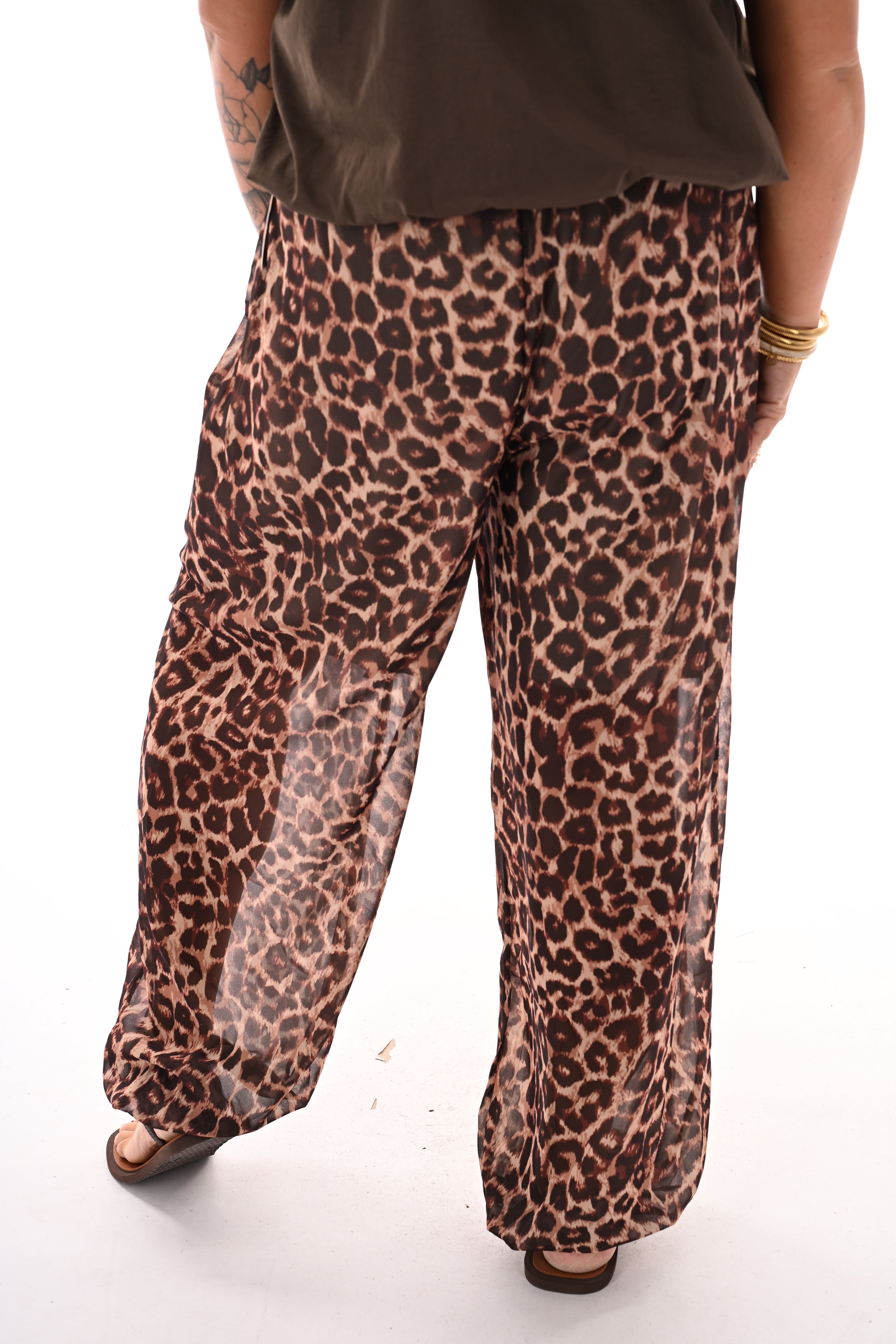 Ballon broek print panterprint camel
