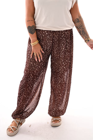 Ballon broek print stippen bruin