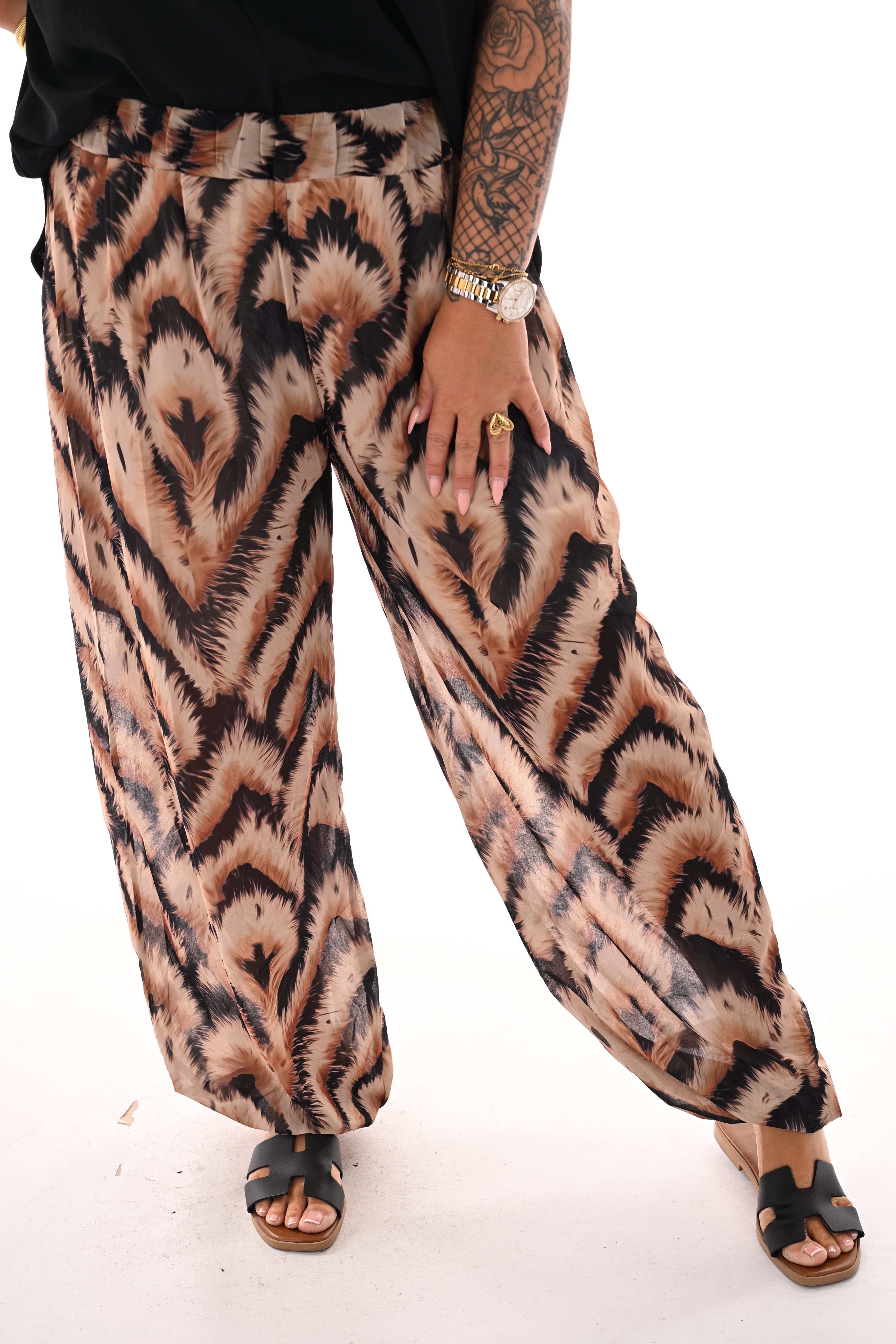 Ballon broek print abstract beige