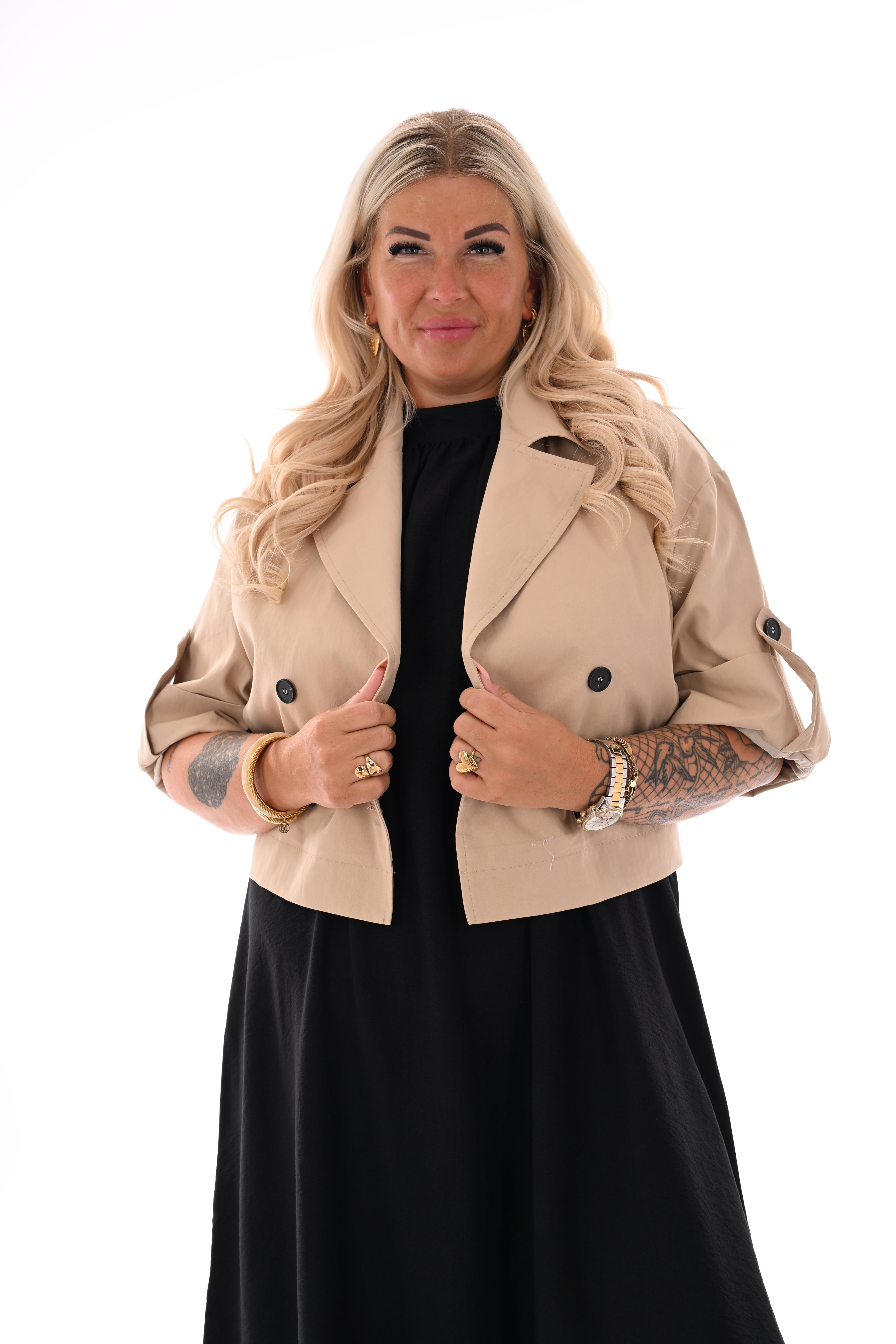 Korte trenchcoat korte mouwen beige