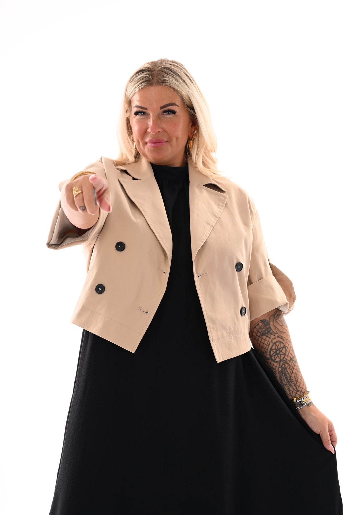 Korte trenchcoat korte mouwen beige