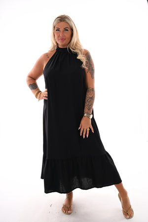 Maxi jurk halter zwart