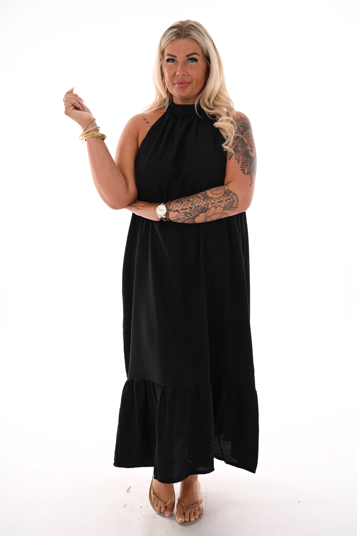 Maxi jurk halter zwart