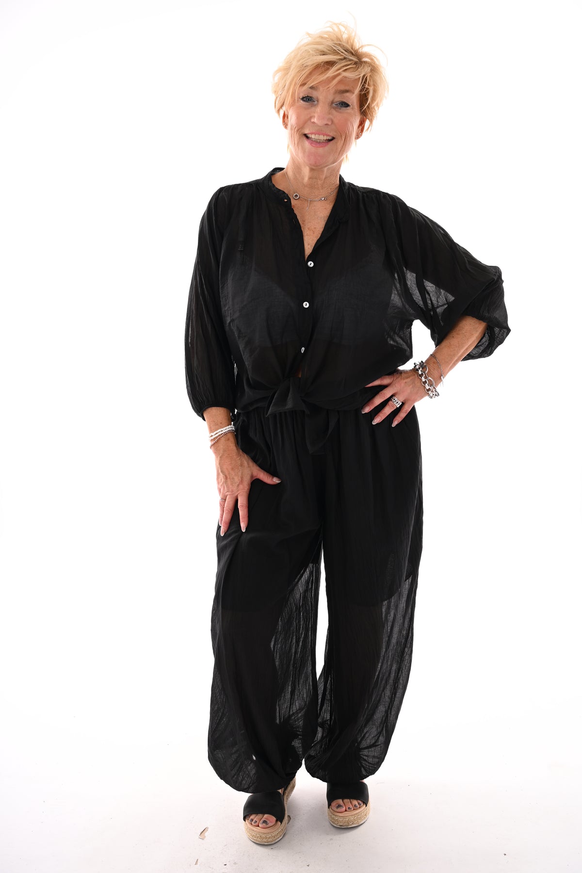 Tweedelig set ballon met blouse zwart