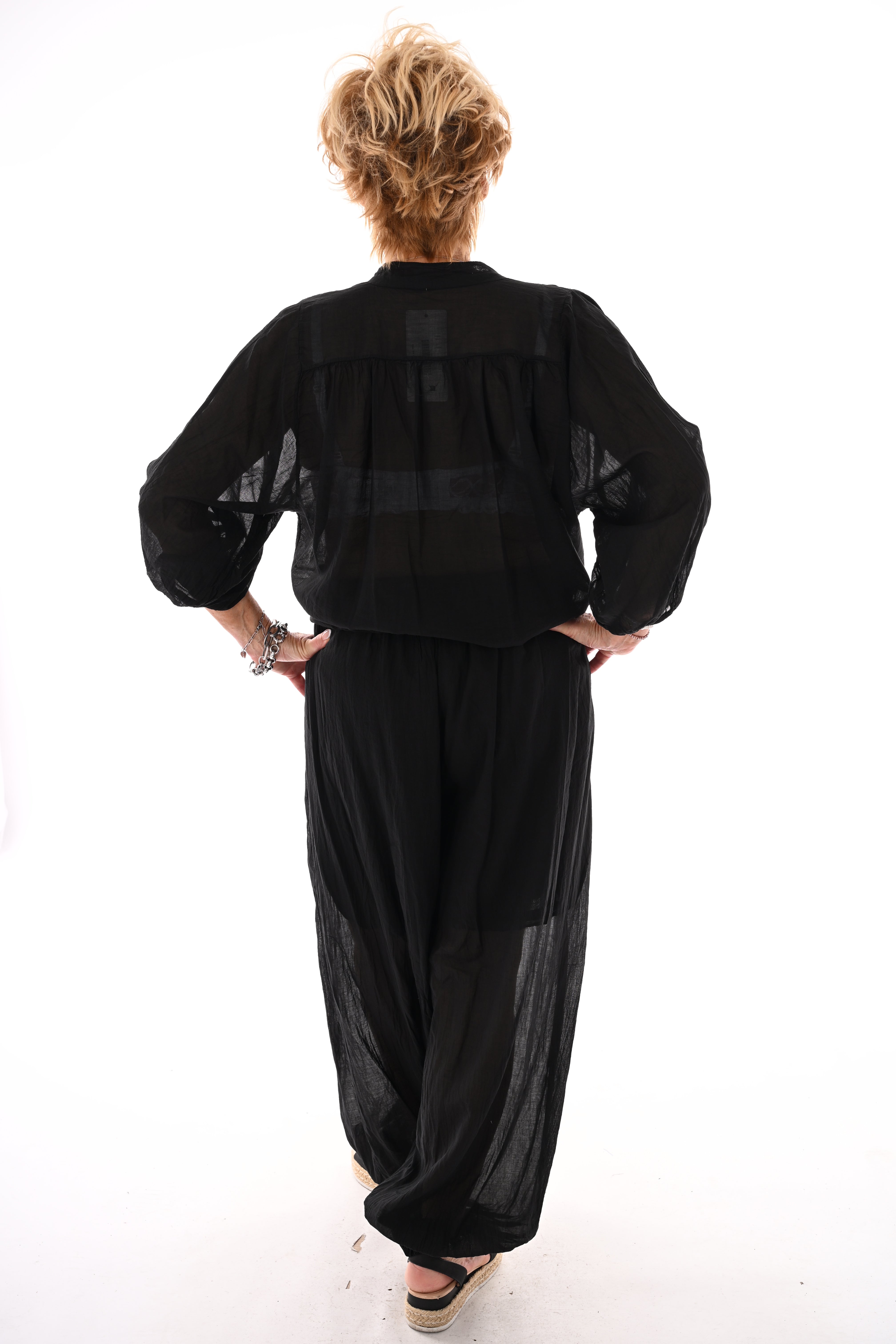Tweedelig set ballon met blouse zwart