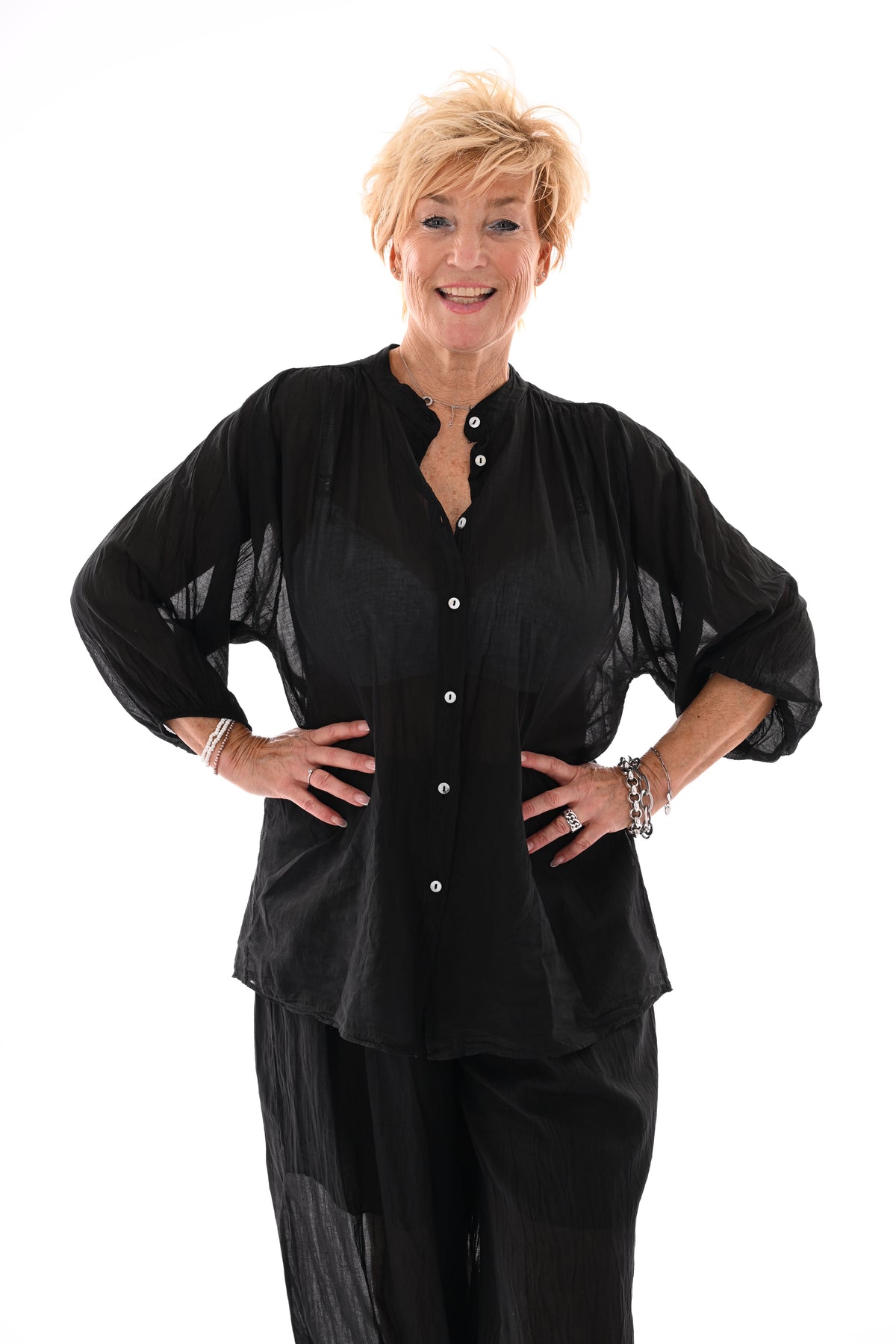 Tweedelig set ballon met blouse zwart