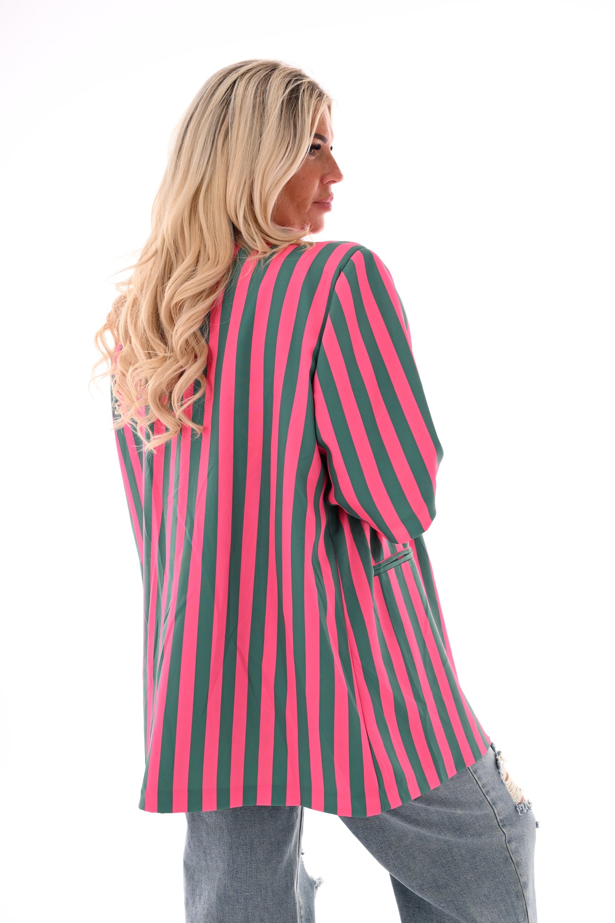Blazer strepen roze/groen