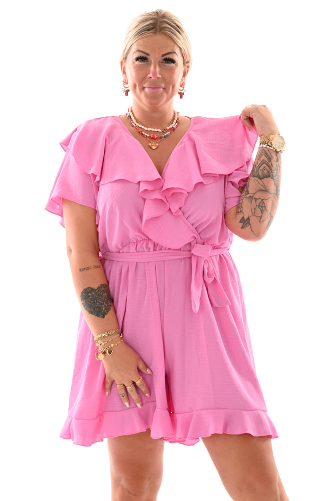 Playsuit met roezels roze