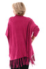 Oversized trui turtle knopen en franjes fuchsia