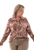 Blouse knopen en flowers beige