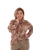 Blouse knopen en flowers beige