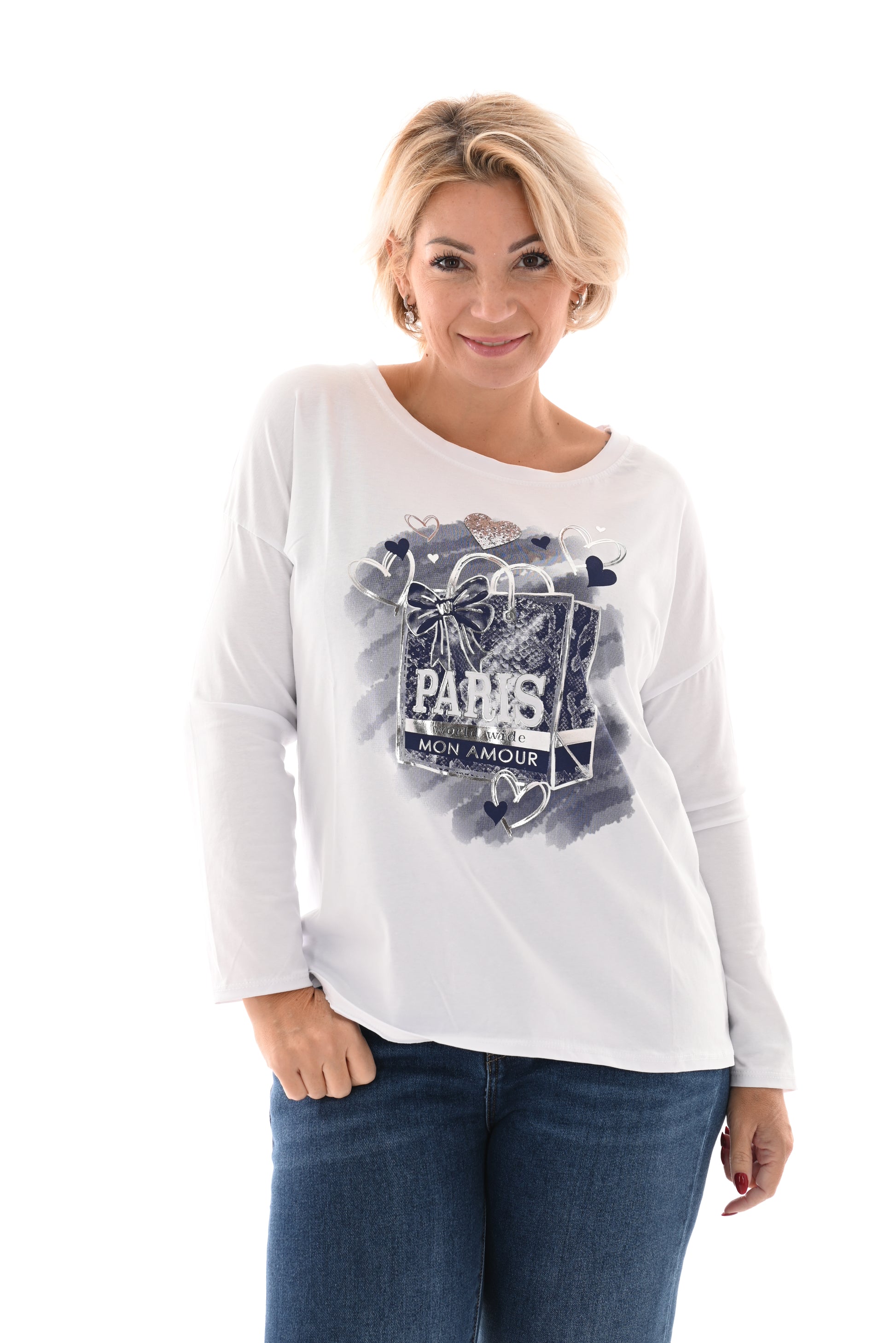 T-shirt lange mouwen tas paris blauw