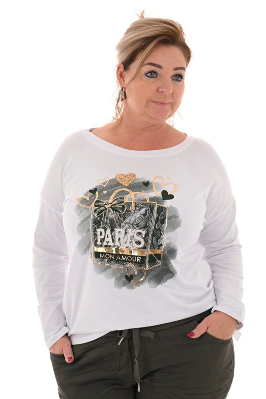 T-shirt lange mouwen tas paris legergroen