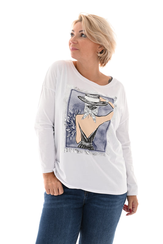 T-shirt lange mouwen hoed en strik blauw