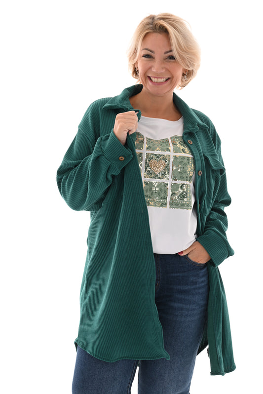 Lange corduroy blouse groen