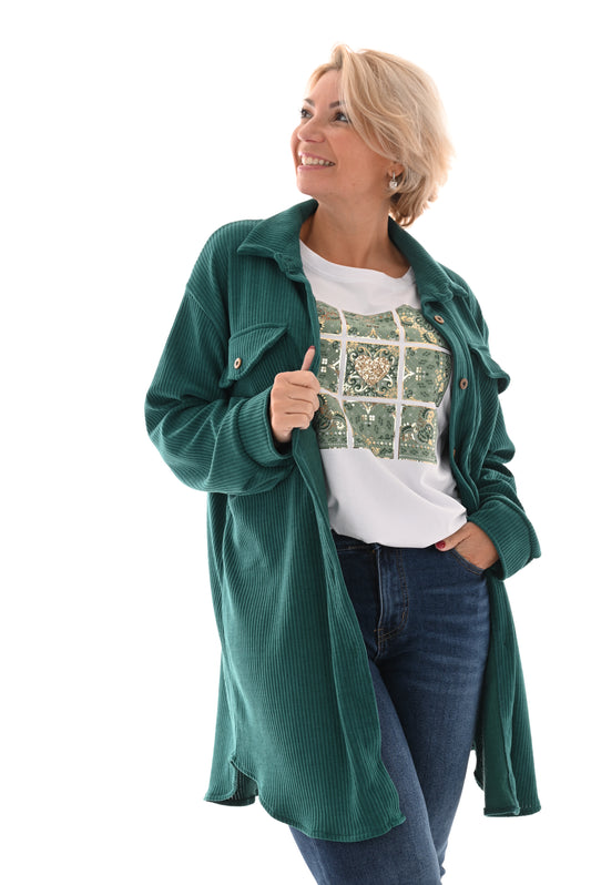 Lange corduroy blouse groen