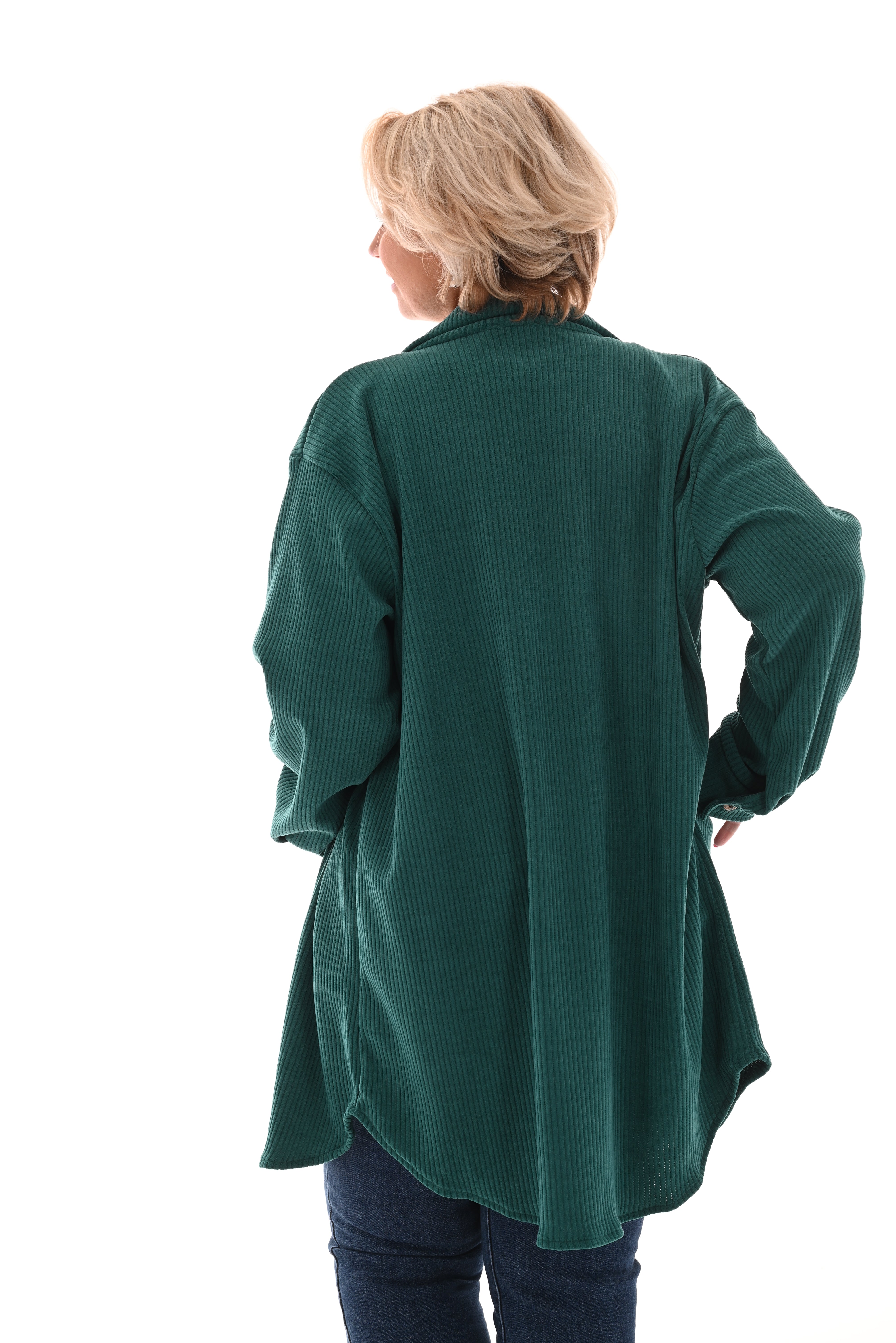 Lange corduroy blouse groen Kip aloha damesmode