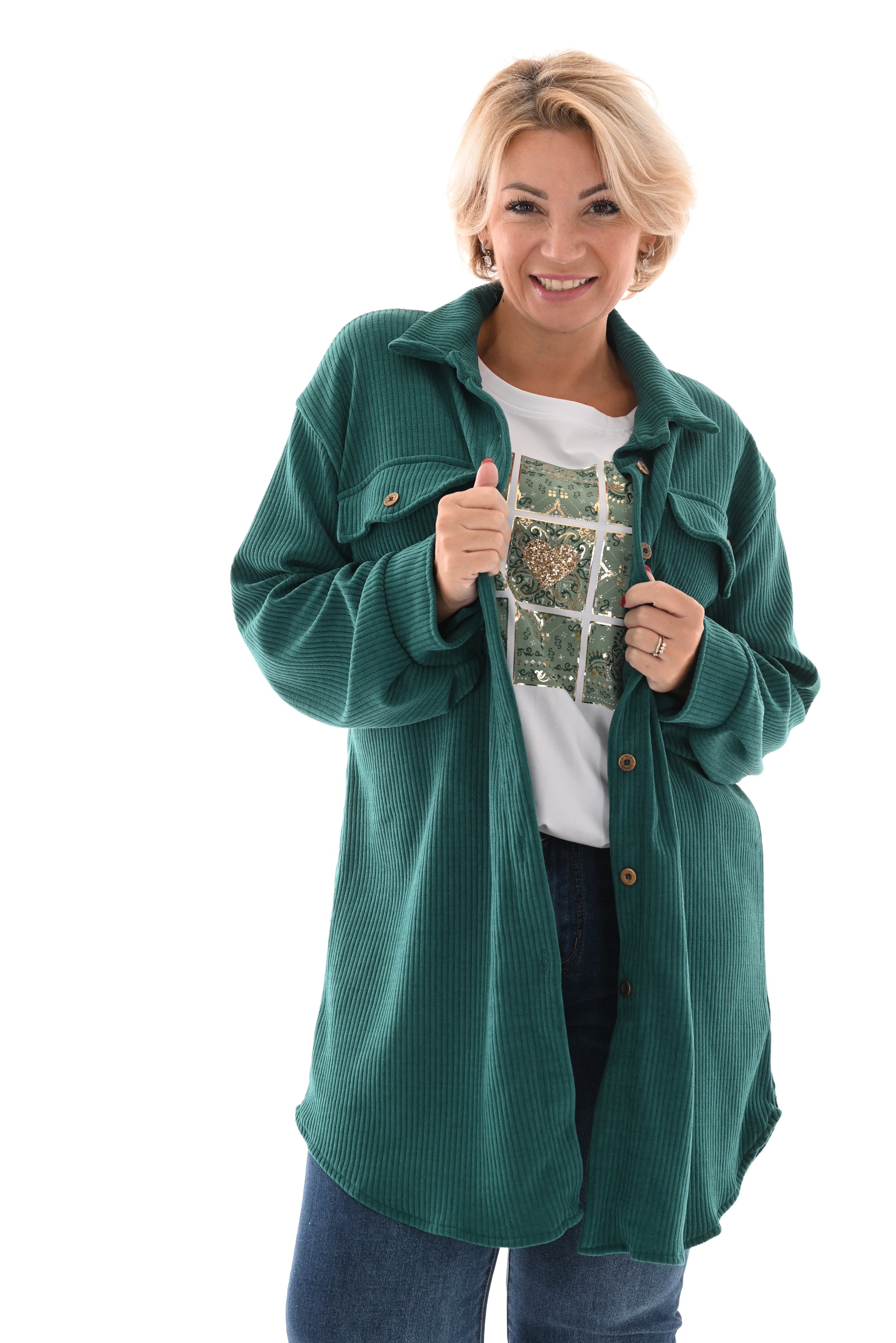 Lange corduroy blouse groen