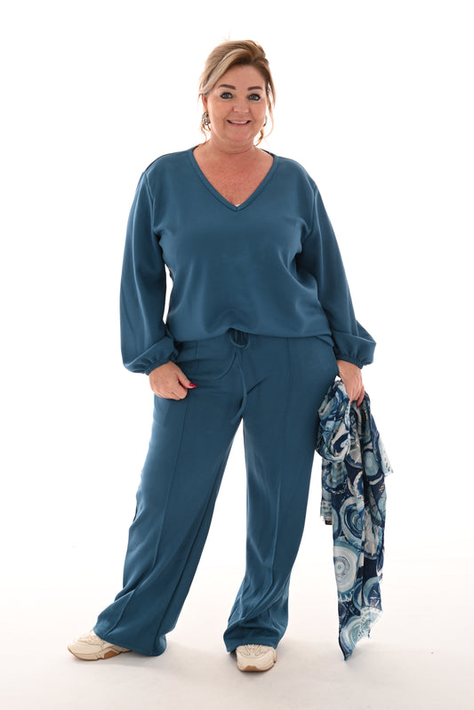 Set deluxe jogging v-hals blauw