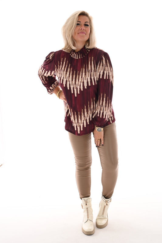 Top turtle neck zigzag bordeaux